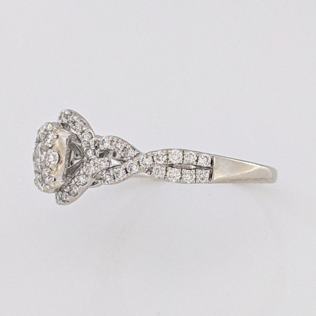 14K WHITE 1.20 CARAT TOTAL WIEGHT I1 H DIAMOND ROUND (59) CLUSTER TWIST ESTATE RING 3.5 GRAMS