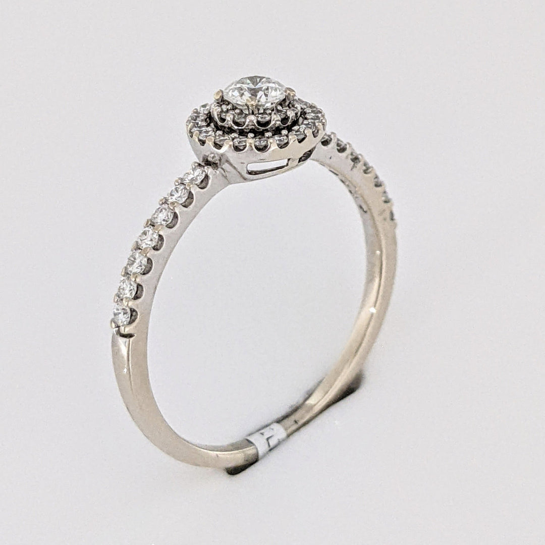 14K WHITE .56 CARAT TOTAL WEIGHT SI2 H DIAMOND ROUND (47) HALO ESTATE RING 2.2 GRAMS