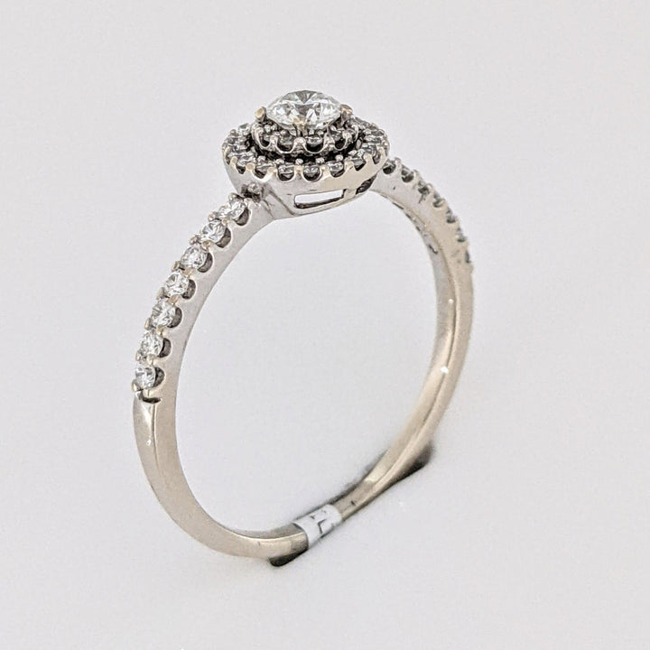 14K WHITE .56 CARAT TOTAL WEIGHT SI2 H DIAMOND ROUND (47) HALO ESTATE RING 2.2 GRAMS