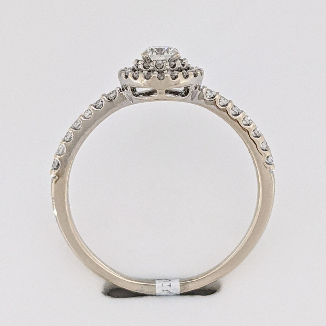 14K WHITE .56 CARAT TOTAL WEIGHT SI2 H DIAMOND ROUND (47) HALO ESTATE RING 2.2 GRAMS