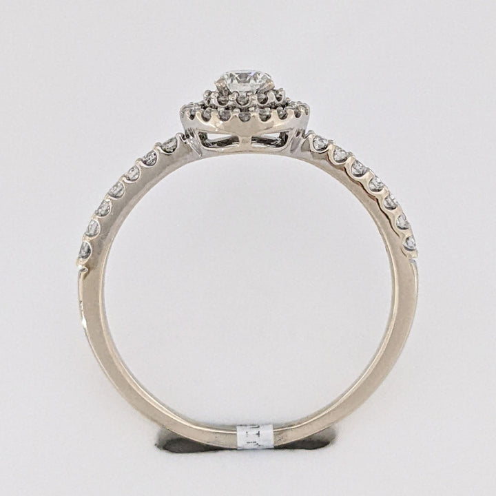 14K WHITE .56 CARAT TOTAL WEIGHT SI2 H DIAMOND ROUND (47) HALO ESTATE RING 2.2 GRAMS