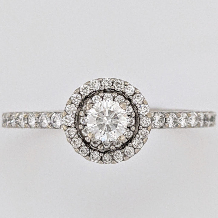 14K WHITE .56 CARAT TOTAL WEIGHT SI2 H DIAMOND ROUND (47) HALO ESTATE RING 2.2 GRAMS