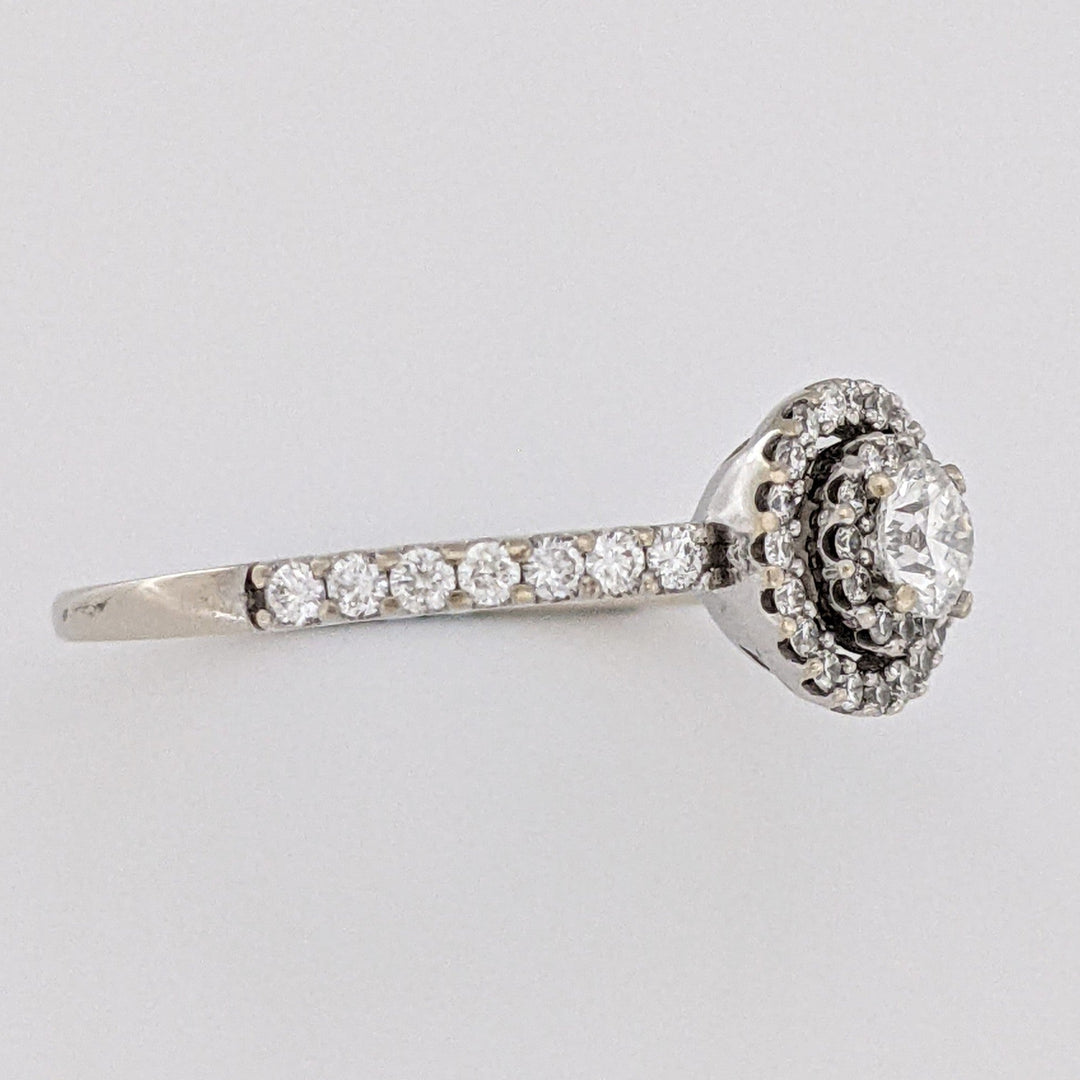 14K WHITE .56 CARAT TOTAL WEIGHT SI2 H DIAMOND ROUND (47) HALO ESTATE RING 2.2 GRAMS