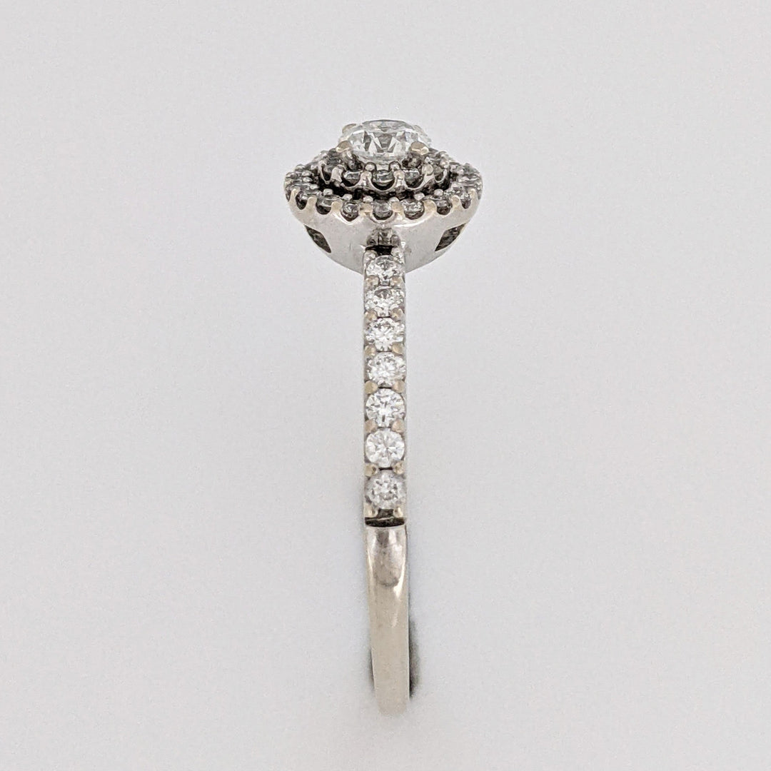 14K WHITE .56 CARAT TOTAL WEIGHT SI2 H DIAMOND ROUND (47) HALO ESTATE RING 2.2 GRAMS
