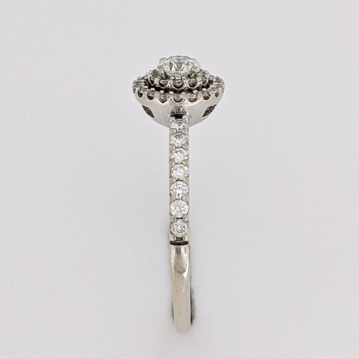 14K WHITE .56 CARAT TOTAL WEIGHT SI2 H DIAMOND ROUND (47) HALO ESTATE RING 2.2 GRAMS