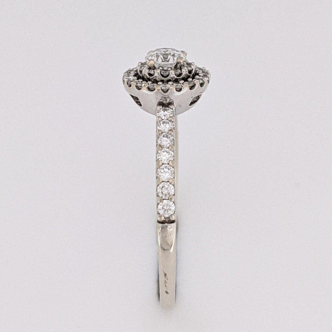 14K WHITE .56 CARAT TOTAL WEIGHT SI2 H DIAMOND ROUND (47) HALO ESTATE RING 2.2 GRAMS