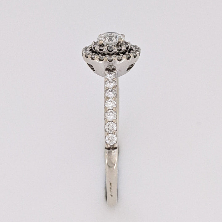 14K WHITE .56 CARAT TOTAL WEIGHT SI2 H DIAMOND ROUND (47) HALO ESTATE RING 2.2 GRAMS