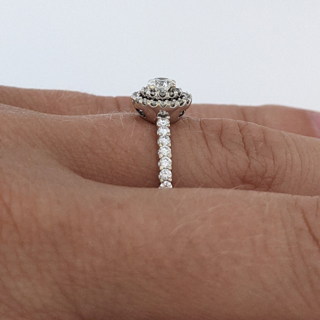 14K WHITE .56 CARAT TOTAL WEIGHT SI2 H DIAMOND ROUND (47) HALO ESTATE RING 2.2 GRAMS