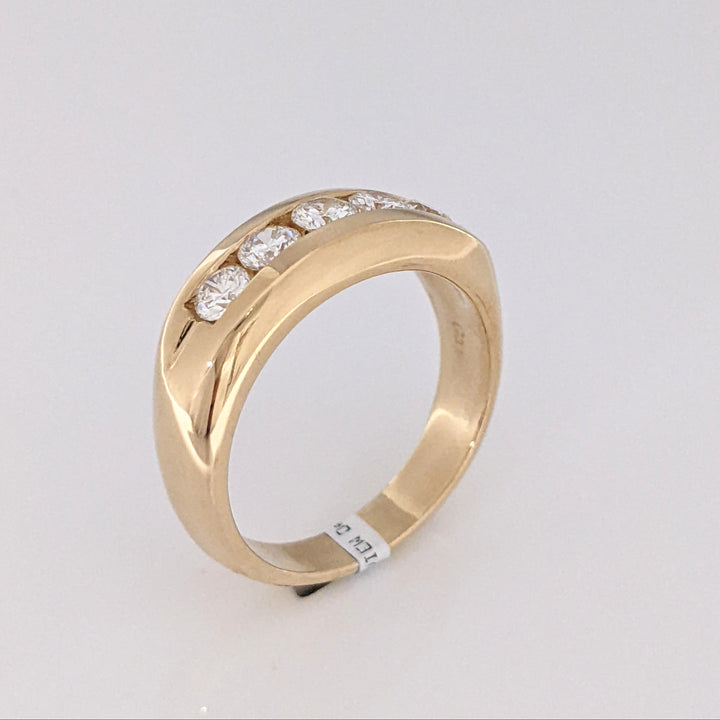 14K .94 CARAT TOTAL WEIGHT SI2 H DIAMOND ROUND (5) ESTATE CHANNEL BAND 9.6 GRAMS