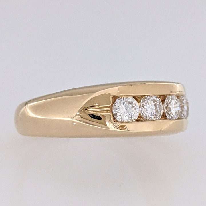 14K .94 CARAT TOTAL WEIGHT SI2 H DIAMOND ROUND (5) ESTATE CHANNEL BAND 9.6 GRAMS
