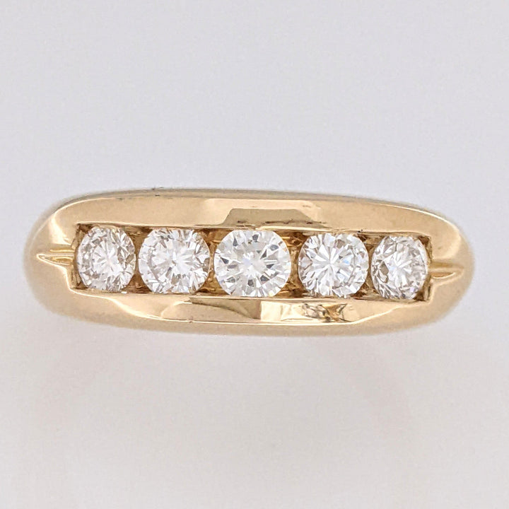 14K .94 CARAT TOTAL WEIGHT SI2 H DIAMOND ROUND (5) ESTATE CHANNEL BAND 9.6 GRAMS