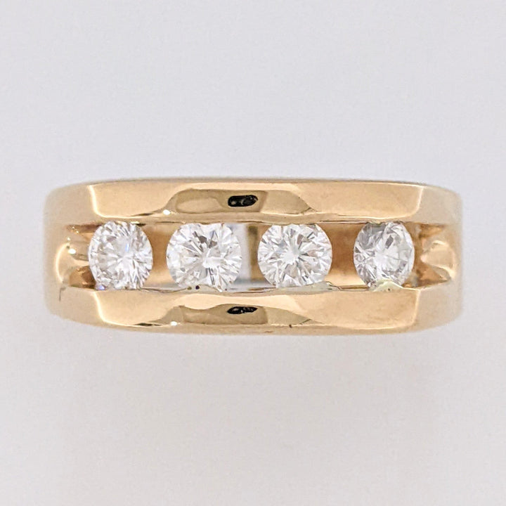 14K .60 CARAT TOTAL WEIGHT VS2 I DIAMOND ROUND (4) ESTATE CHANNEL BAND 6.5 GRAMS