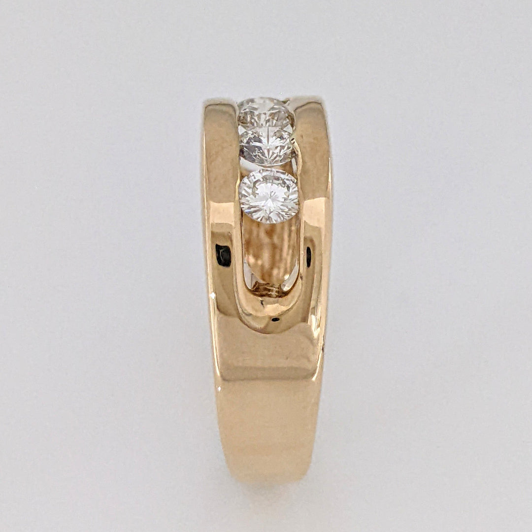 14K .60 CARAT TOTAL WEIGHT VS2 I DIAMOND ROUND (4) ESTATE CHANNEL BAND 6.5 GRAMS