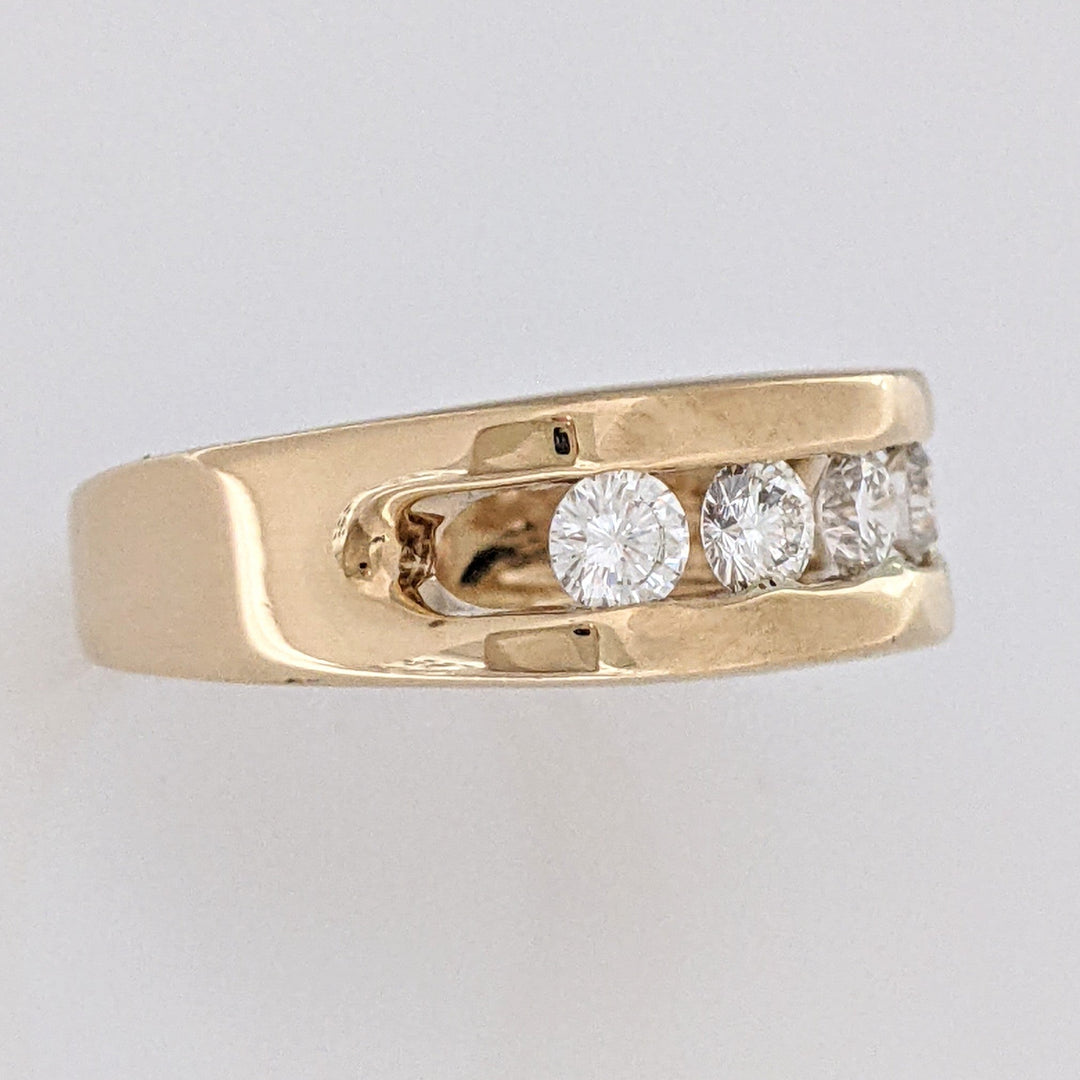 14K .60 CARAT TOTAL WEIGHT VS2 I DIAMOND ROUND (4) ESTATE CHANNEL BAND 6.5 GRAMS