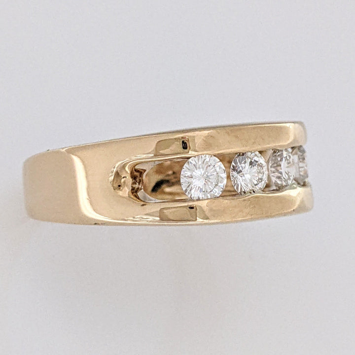 14K .60 CARAT TOTAL WEIGHT VS2 I DIAMOND ROUND (4) ESTATE CHANNEL BAND 6.5 GRAMS