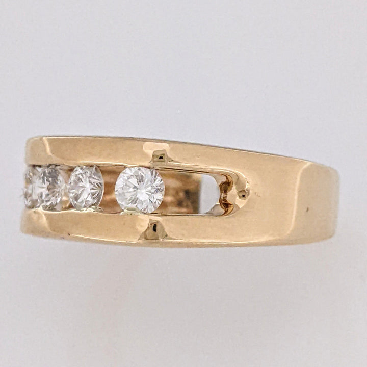 14K .60 CARAT TOTAL WEIGHT VS2 I DIAMOND ROUND (4) ESTATE CHANNEL BAND 6.5 GRAMS