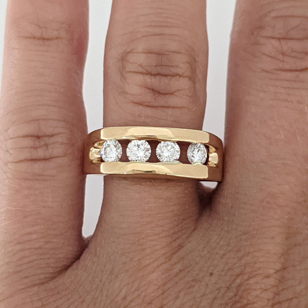 14K .60 CARAT TOTAL WEIGHT VS2 I DIAMOND ROUND (4) ESTATE CHANNEL BAND 6.5 GRAMS