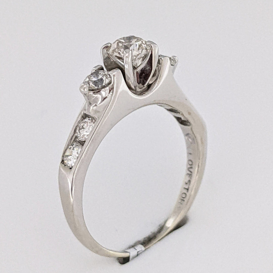 14K WHITE .1.19 CARAT TOTAL WEIGHT SI1 N (1) H (6) DIAMOND ROUND ESTATE RING 4.3 GRAMS