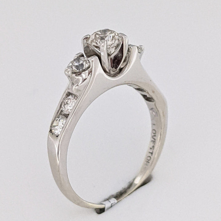 14K WHITE .1.19 CARAT TOTAL WEIGHT SI1 N (1) H (6) DIAMOND ROUND ESTATE RING 4.3 GRAMS