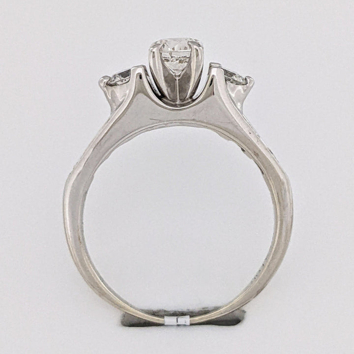 14K WHITE .1.19 CARAT TOTAL WEIGHT SI1 N (1) H (6) DIAMOND ROUND ESTATE RING 4.3 GRAMS
