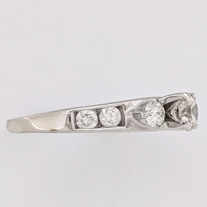 14K WHITE .1.19 CARAT TOTAL WEIGHT SI1 N (1) H (6) DIAMOND ROUND ESTATE RING 4.3 GRAMS