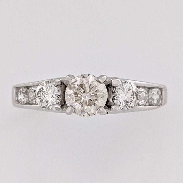 14K WHITE .1.19 CARAT TOTAL WEIGHT SI1 N (1) H (6) DIAMOND ROUND ESTATE RING 4.3 GRAMS