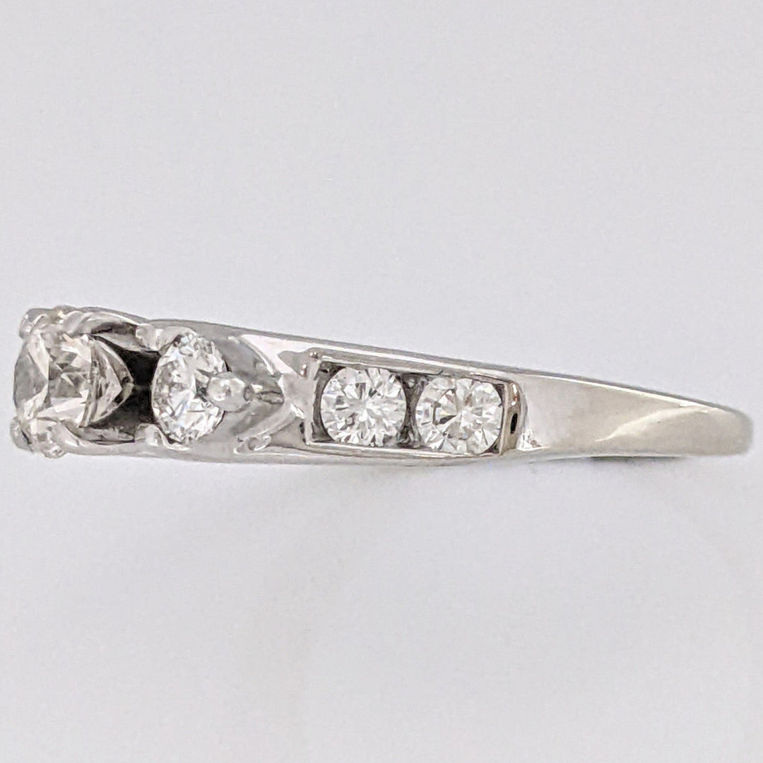14K WHITE .1.19 CARAT TOTAL WEIGHT SI1 N (1) H (6) DIAMOND ROUND ESTATE RING 4.3 GRAMS