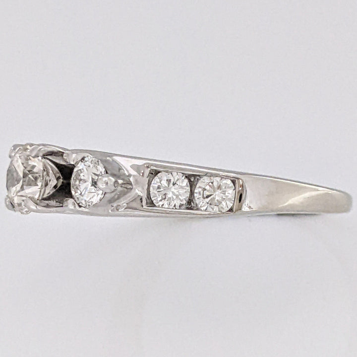 14K WHITE .1.19 CARAT TOTAL WEIGHT SI1 N (1) H (6) DIAMOND ROUND ESTATE RING 4.3 GRAMS