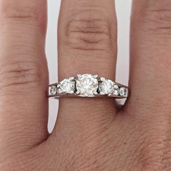 14K WHITE .1.19 CARAT TOTAL WEIGHT SI1 N (1) H (6) DIAMOND ROUND ESTATE RING 4.3 GRAMS