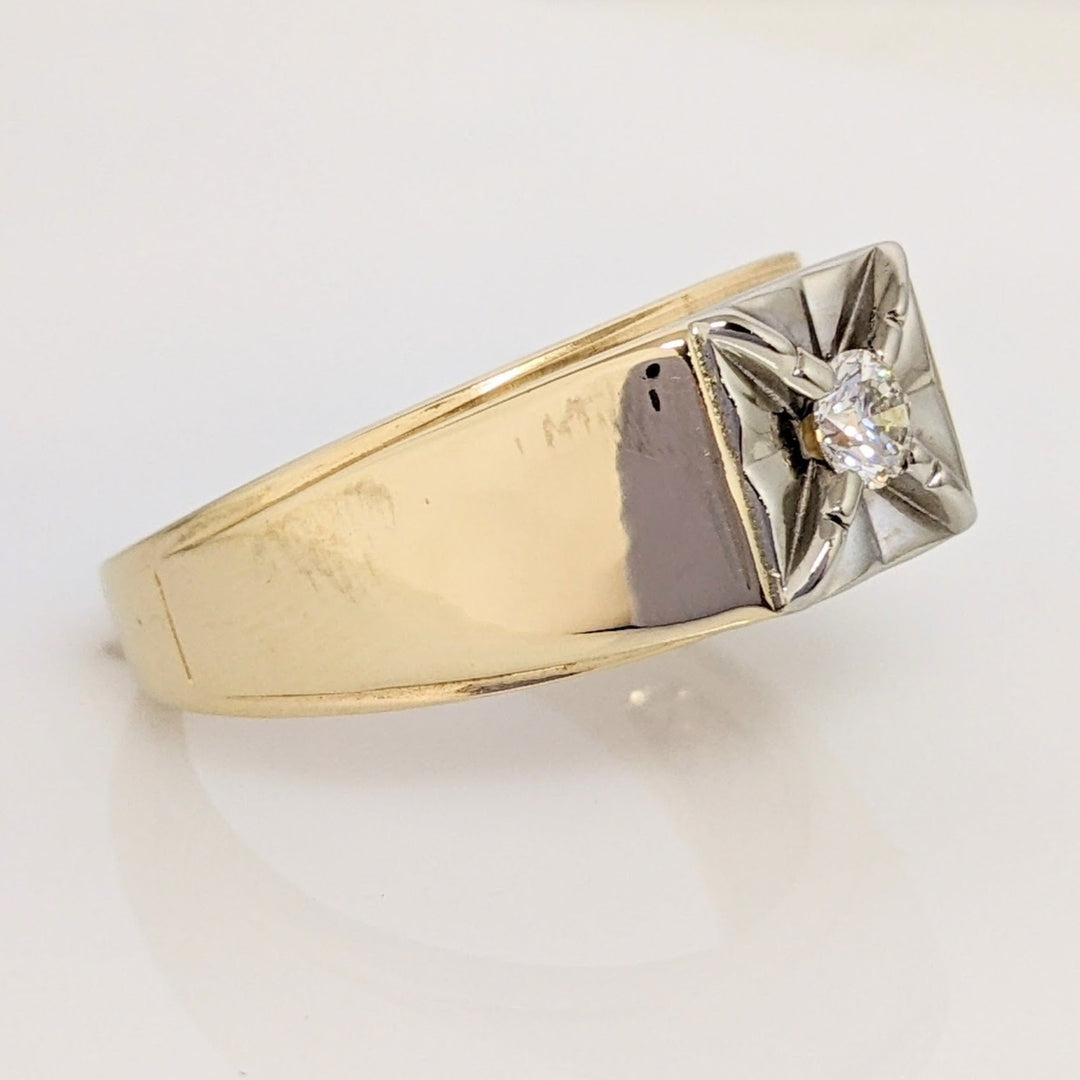 14K TWO-TONE .25 CARAT TOTAL WEIGHT I1 G-I DIAMOND ROUND (9) GENTS ESTATE RING 5.9 GRAMS