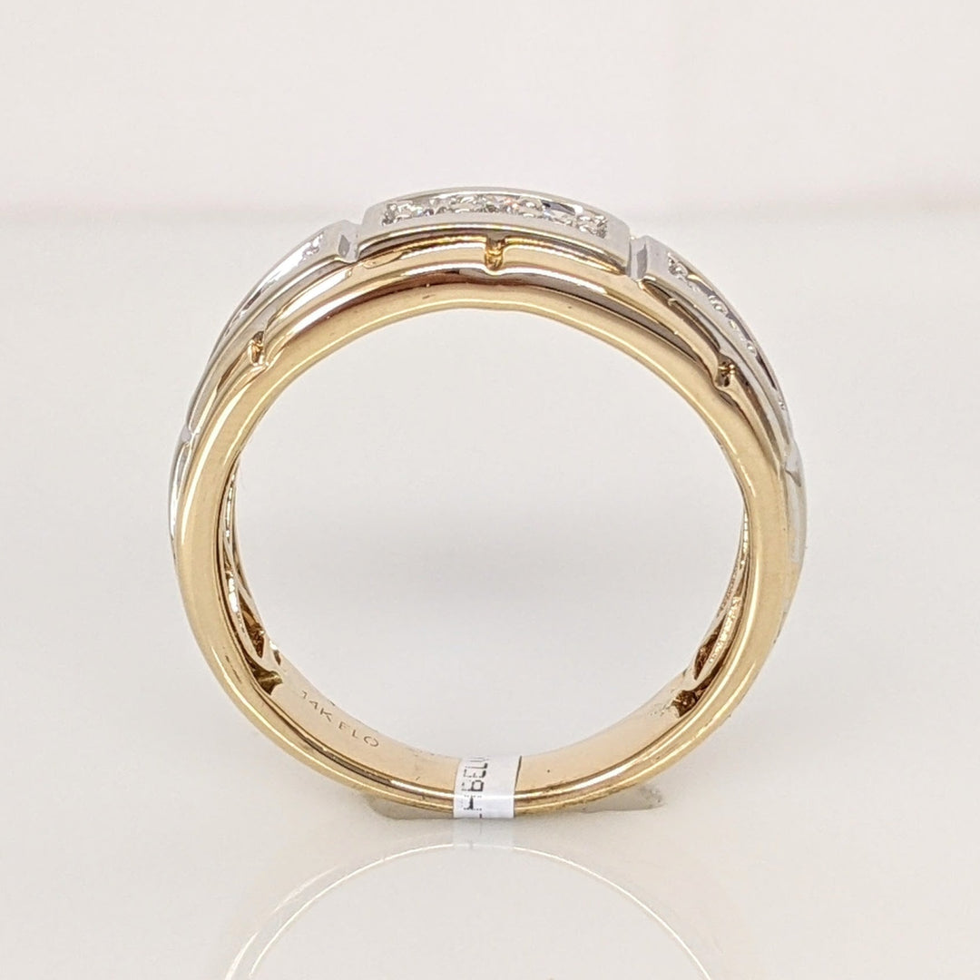 14K TWO-TONE .25 CARAT TOTAL WEIGHT I1 G-I DIAMOND ROUND (9) GENTS ESTATE RING 5.9 GRAMS