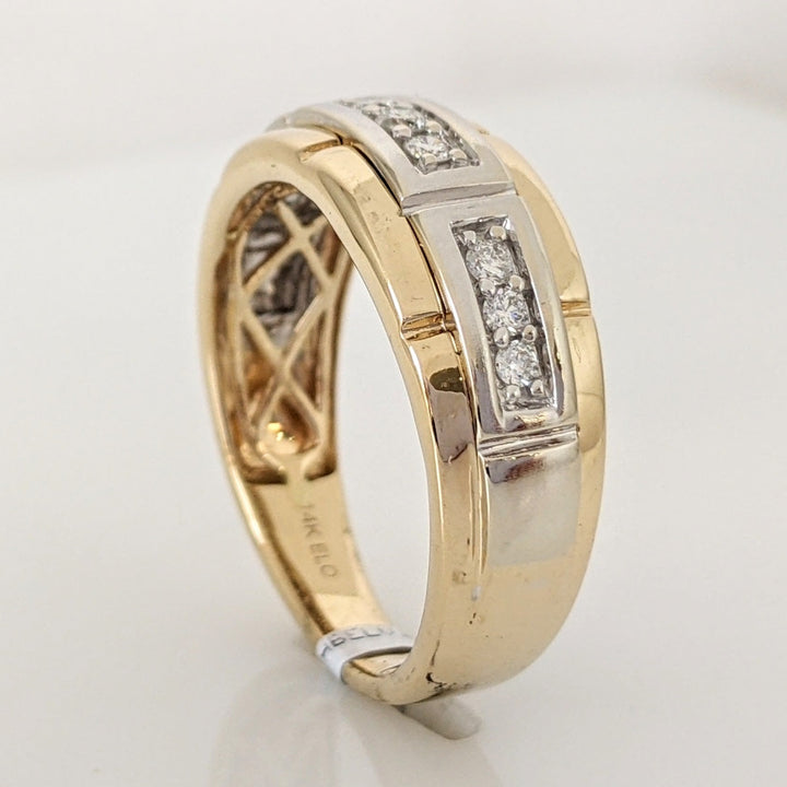 14K TWO-TONE .25 CARAT TOTAL WEIGHT I1 G-I DIAMOND ROUND (9) GENTS ESTATE RING 5.9 GRAMS