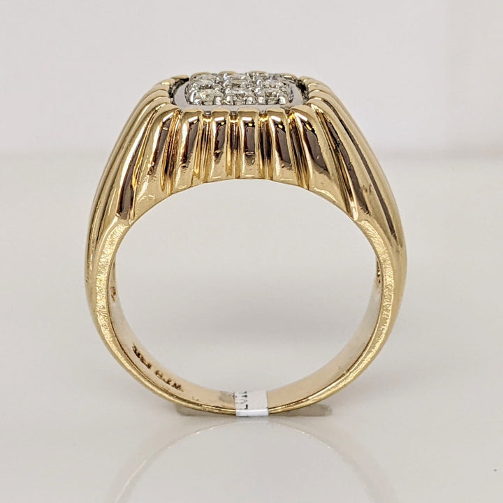 14K .23 CARAT TOTAL WEIGHT I2 H DIAMOND ROUND (9) SQUARE RING 10.4 GRAMS