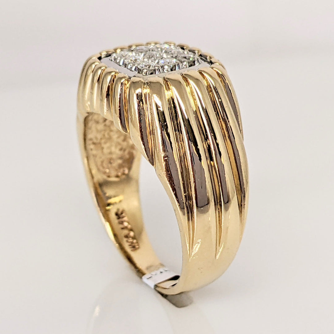 14K .23 CARAT TOTAL WEIGHT I2 H DIAMOND ROUND (9) SQUARE RING 10.4 GRAMS