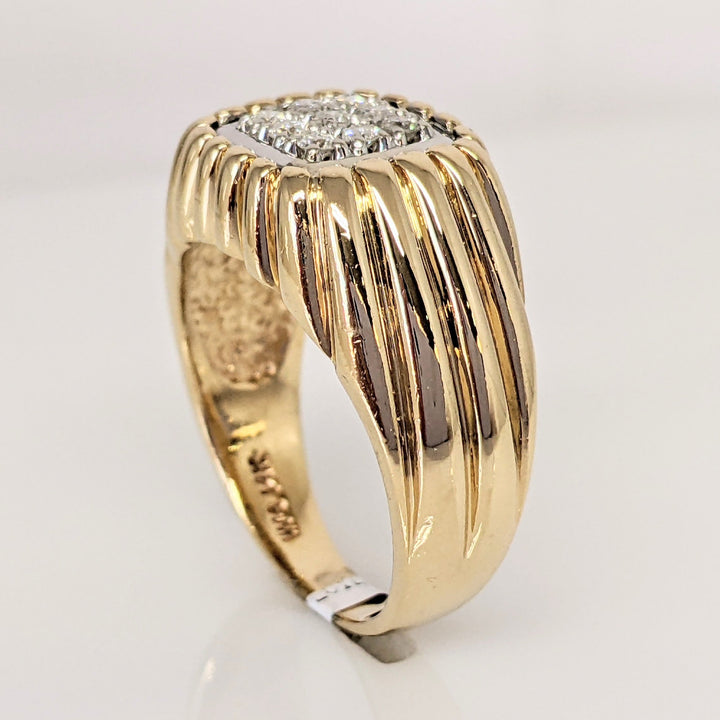 14K .23 CARAT TOTAL WEIGHT I2 H DIAMOND ROUND (9) SQUARE RING 10.4 GRAMS