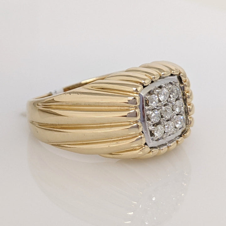 14K .23 CARAT TOTAL WEIGHT I2 H DIAMOND ROUND (9) SQUARE RING 10.4 GRAMS
