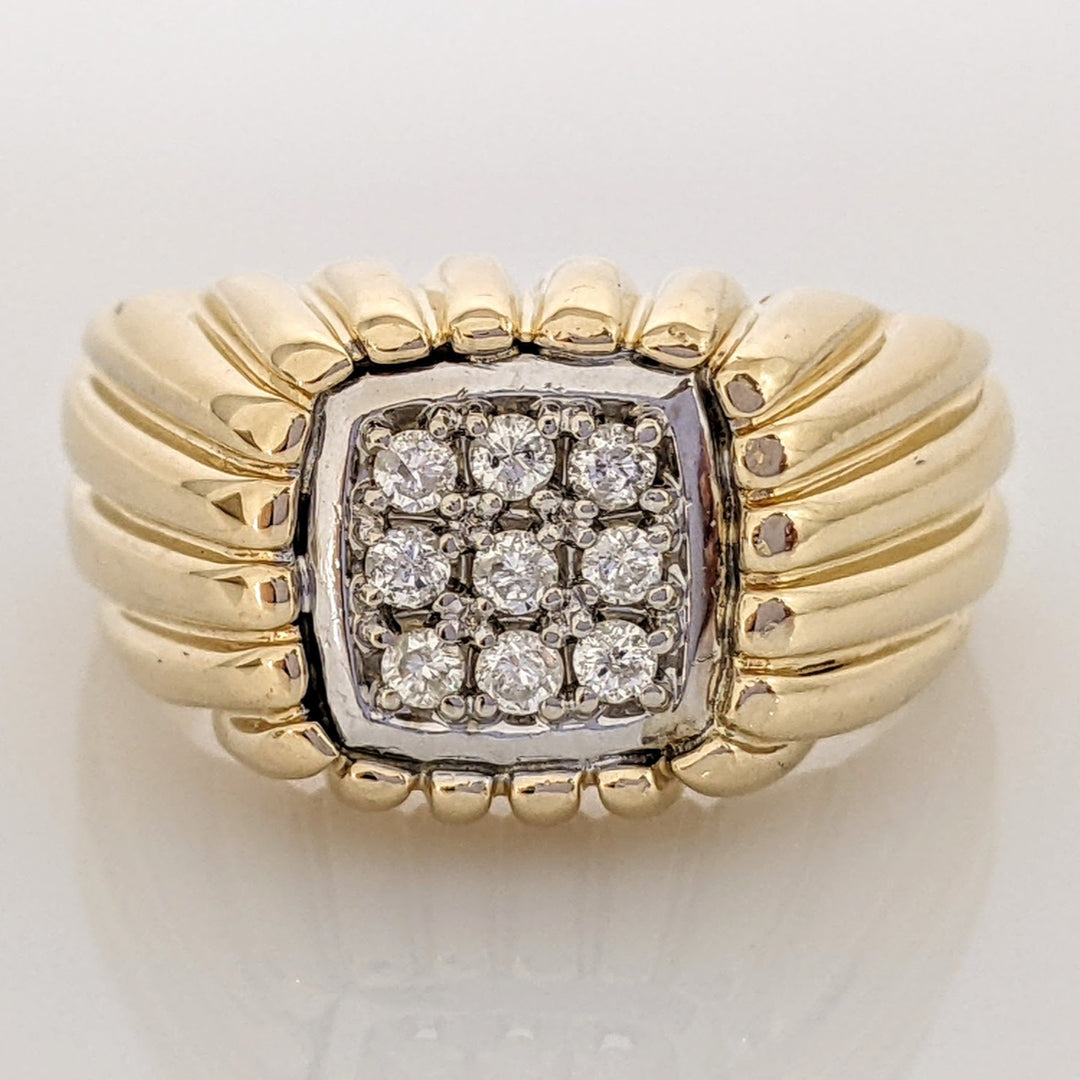 14K .23 CARAT TOTAL WEIGHT I2 H DIAMOND ROUND (9) SQUARE RING 10.4 GRAMS