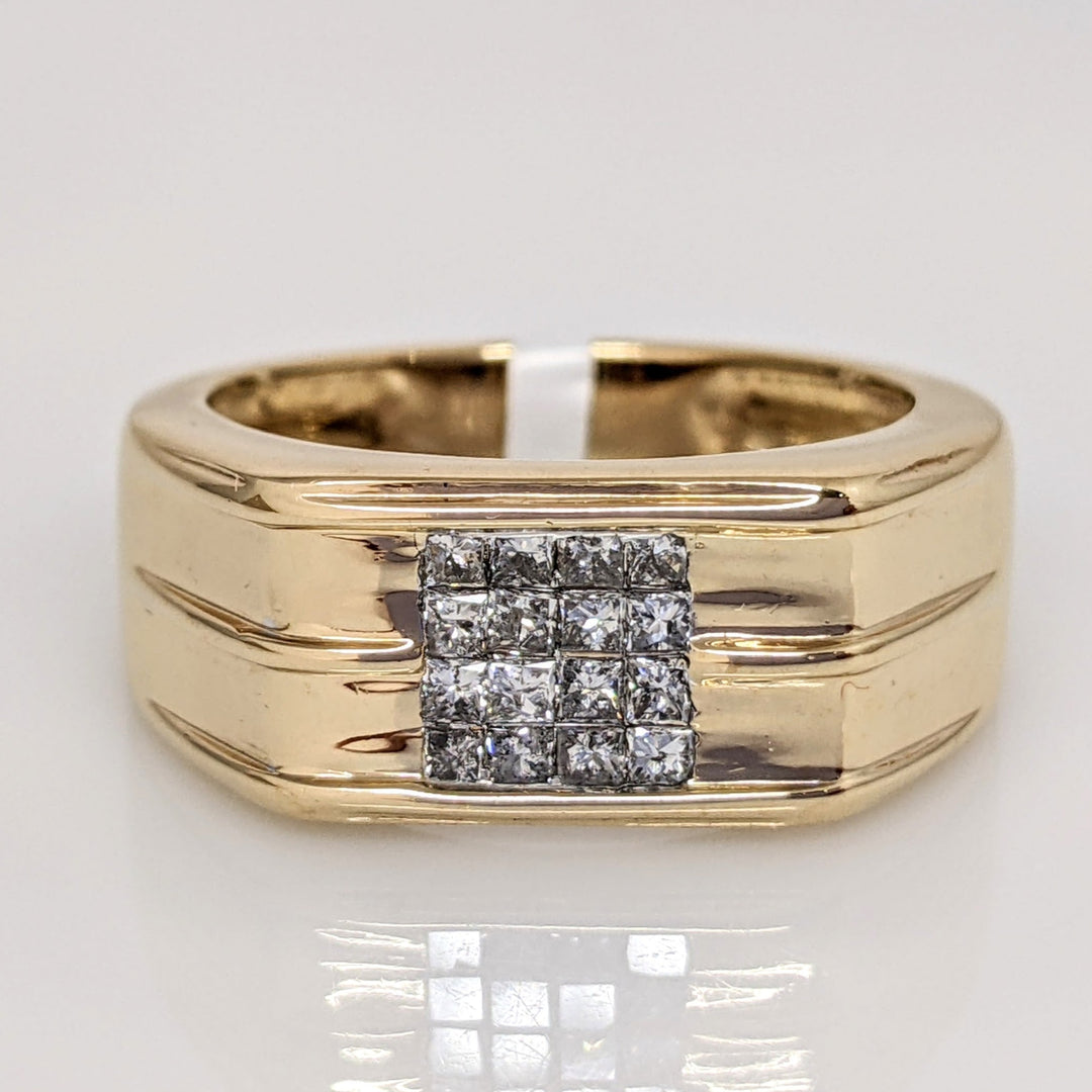 14K .64 CARAT TOTAL WEIGHT I1 G DIAMOND PRINCESS CUT (16) TENSION SET ESTATE BAND 7.0 GRAMS