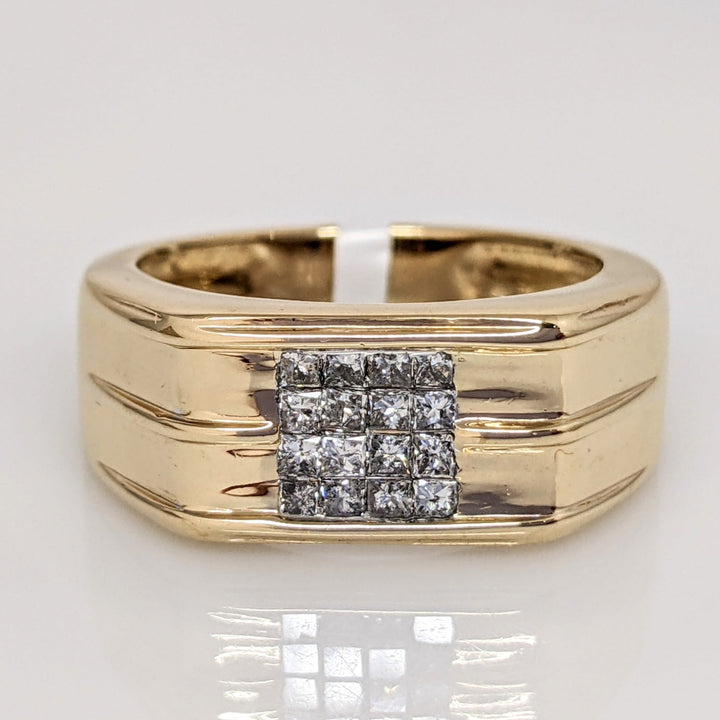 14K .64 CARAT TOTAL WEIGHT I1 G DIAMOND PRINCESS CUT (16) TENSION SET ESTATE BAND 7.0 GRAMS