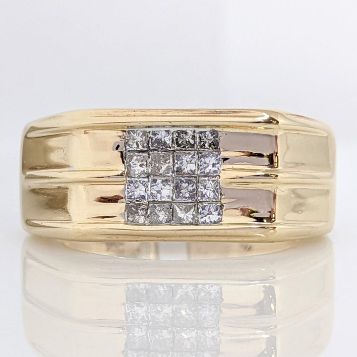 14K .64 CARAT TOTAL WEIGHT I1 G DIAMOND PRINCESS CUT (16) TENSION SET ESTATE BAND 7.0 GRAMS