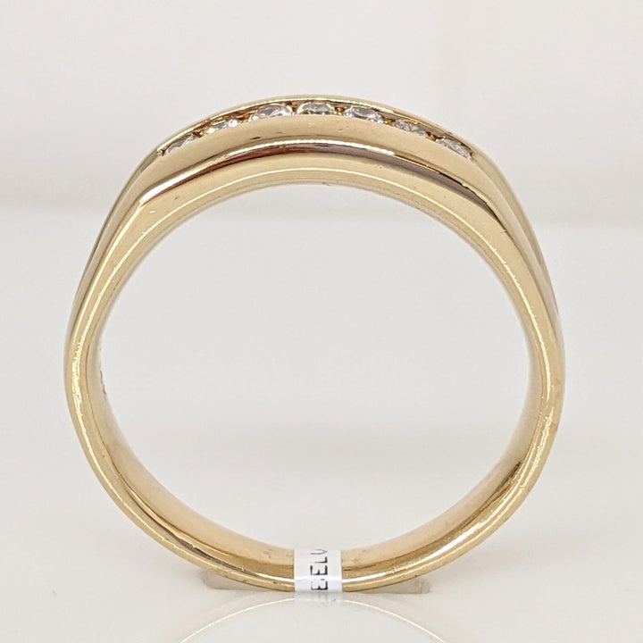 14K .25 CARAT TOTAL WEIGHT I1 I DIAMOND ROUND (7) ESTATE CHANNEL SET BAND 7.7 GRAMS