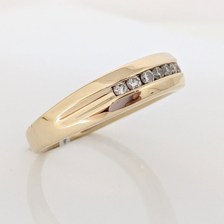 14K .25 CARAT TOTAL WEIGHT I1 I DIAMOND ROUND (7) ESTATE CHANNEL SET BAND 7.7 GRAMS