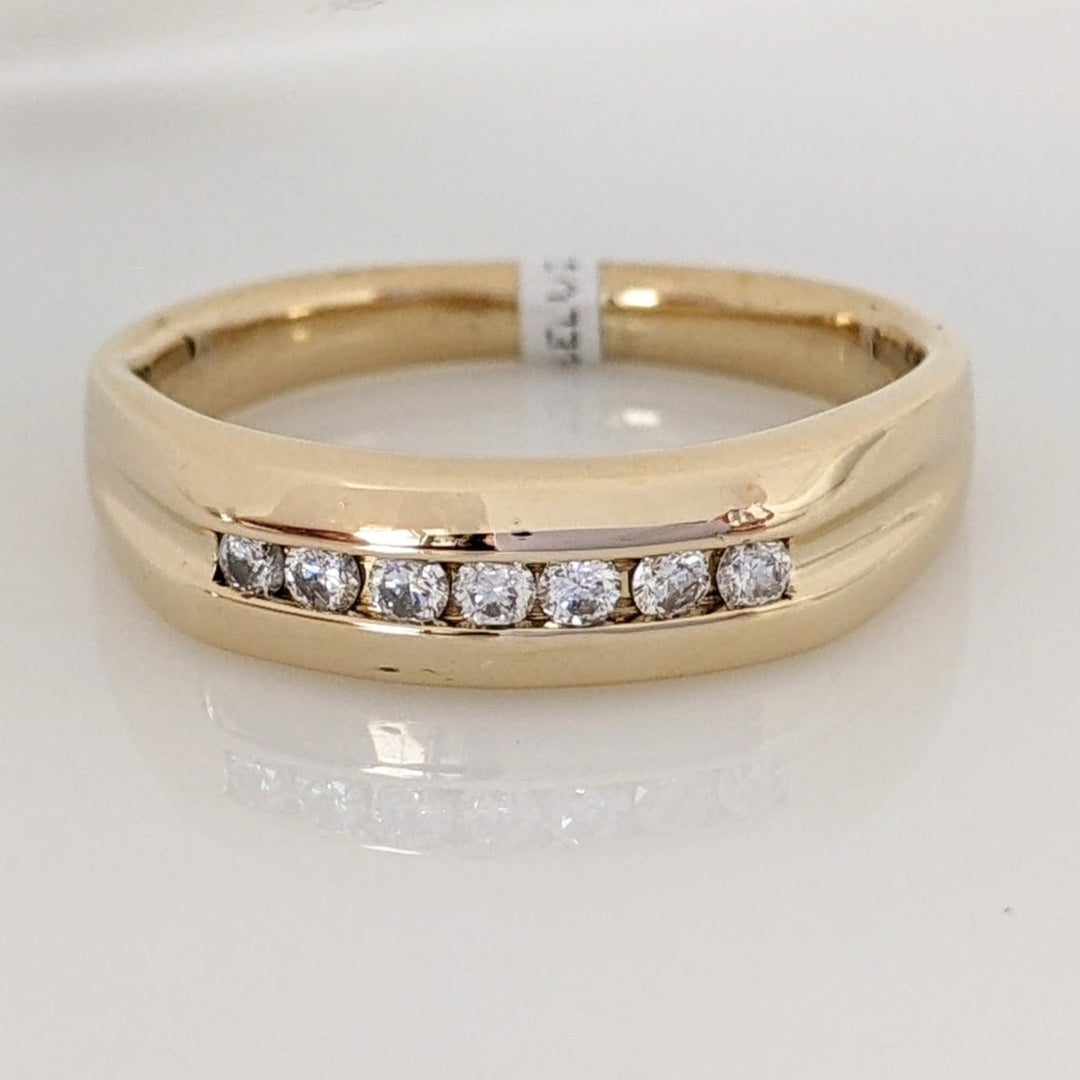 14K .25 CARAT TOTAL WEIGHT I1 I DIAMOND ROUND (7) ESTATE CHANNEL SET BAND 7.7 GRAMS