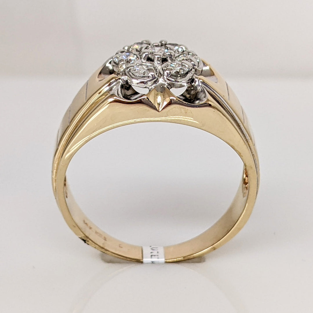 14K .46 CARAT TOTAL WEIGHT I1 J DIAMOND ROUND (7) CLUSTER ESTATE RING 5.6 GRAMS