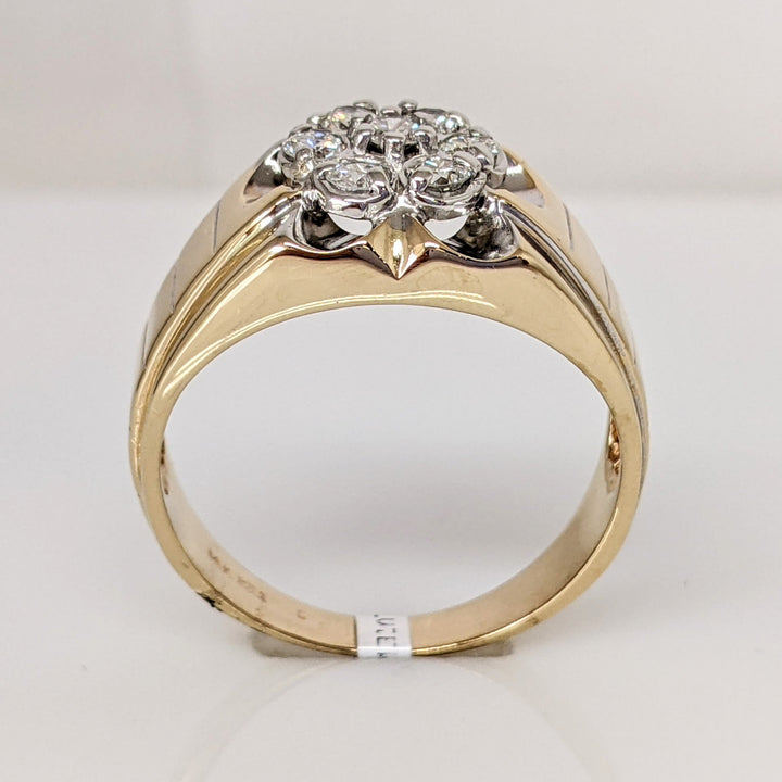 14K .46 CARAT TOTAL WEIGHT I1 J DIAMOND ROUND (7) CLUSTER ESTATE RING 5.6 GRAMS
