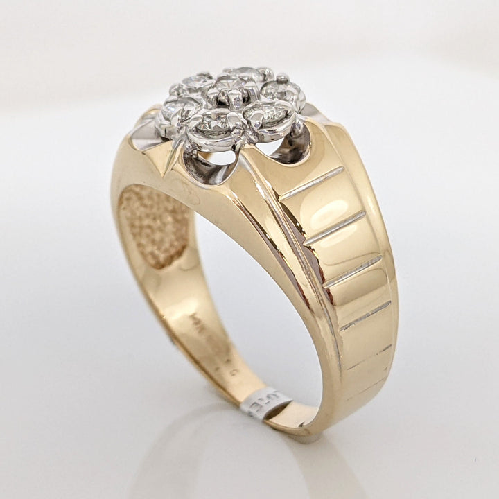 14K .46 CARAT TOTAL WEIGHT I1 J DIAMOND ROUND (7) CLUSTER ESTATE RING 5.6 GRAMS