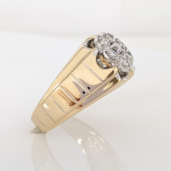 14K .46 CARAT TOTAL WEIGHT I1 J DIAMOND ROUND (7) CLUSTER ESTATE RING 5.6 GRAMS