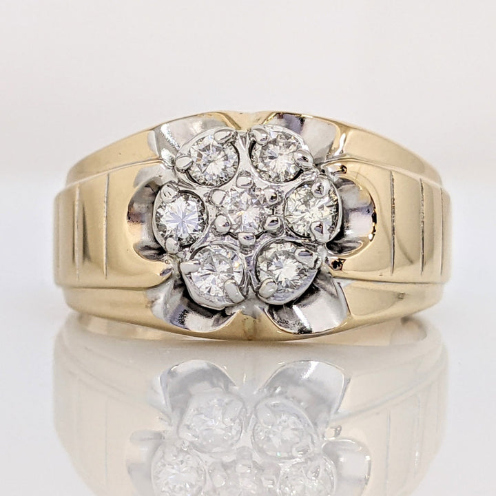 14K .46 CARAT TOTAL WEIGHT I1 J DIAMOND ROUND (7) CLUSTER ESTATE RING 5.6 GRAMS