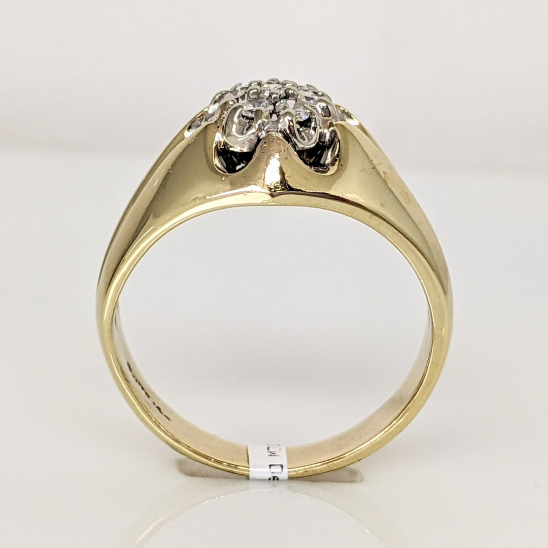 14K .21 CARAT TOTAL WEIGHT VS-SI F-G DIAMOND ROUND (7) CLUSTER ESTATE RING 7.1 GRAMS