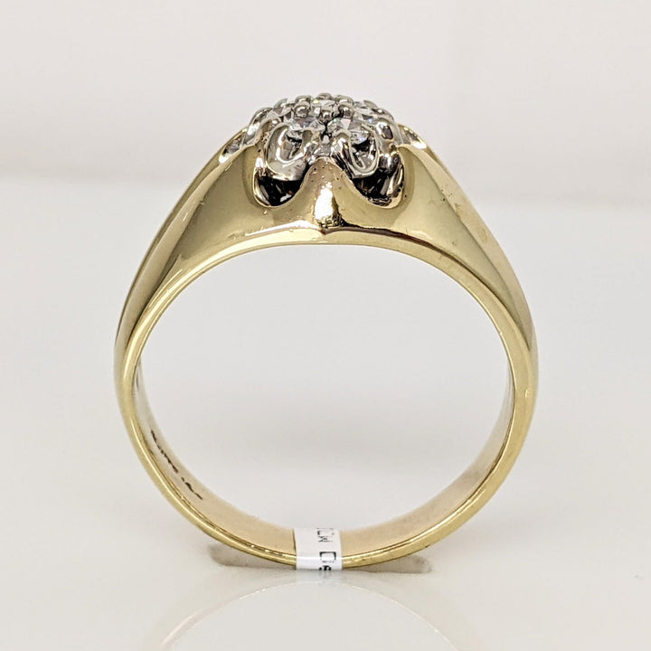 14K .21 CARAT TOTAL WEIGHT VS-SI F-G DIAMOND ROUND (7) CLUSTER ESTATE RING 7.1 GRAMS